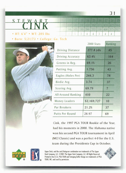 2001 Upper Deck #31 Stewart Cink 21255