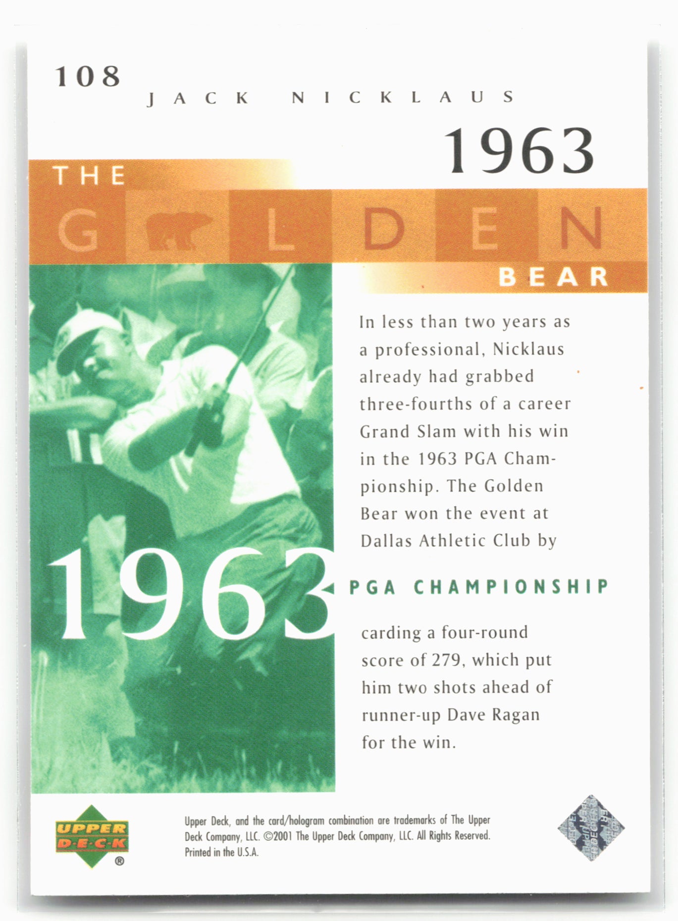 2001 Upper Deck #108 Jack Nicklaus