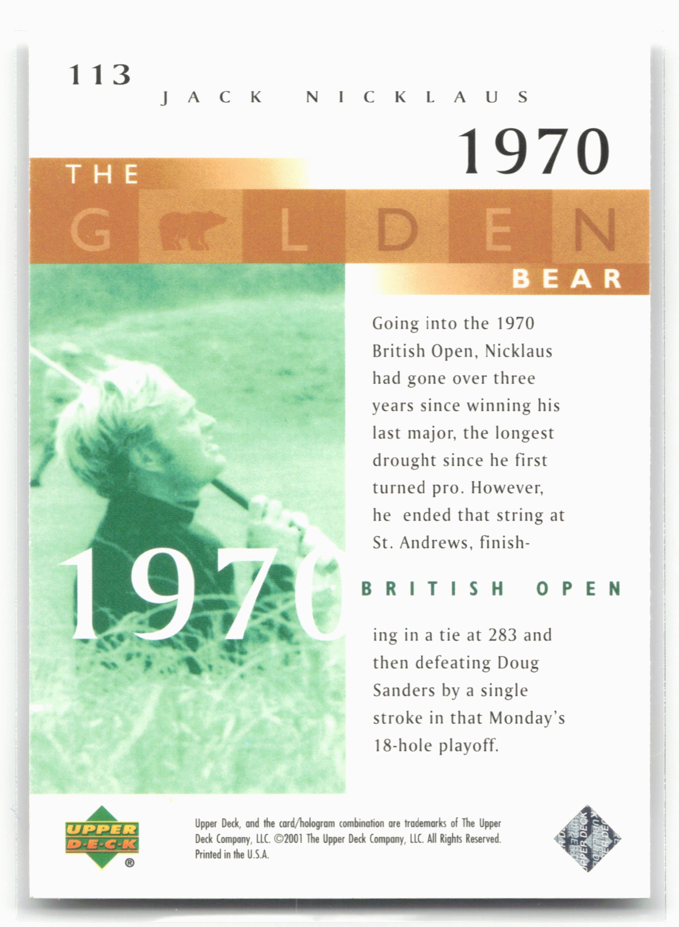 2001 Upper Deck #113 Jack Nicklaus