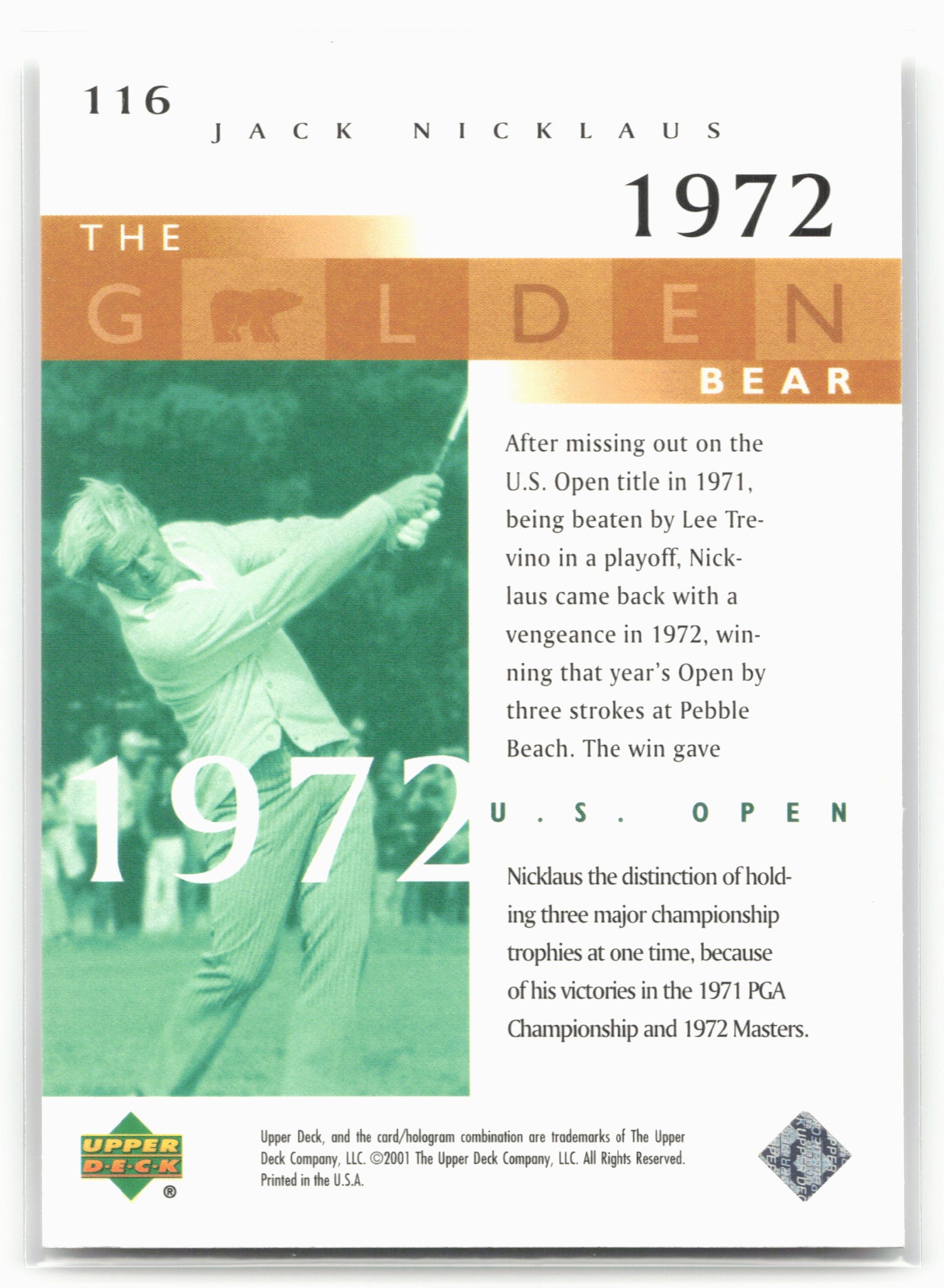 2001 Upper Deck #116 Jack Nicklaus
