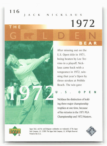 
2001 Upper Deck #116 Jack Nicklaus