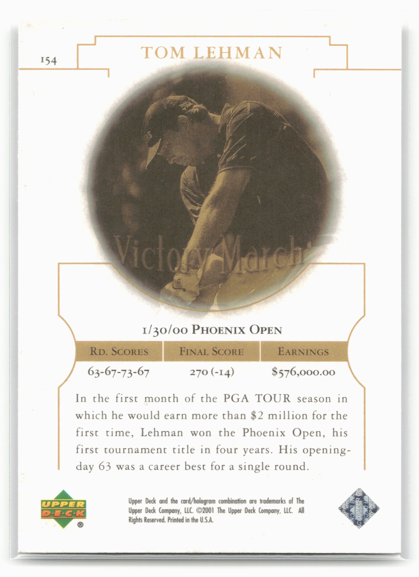 2001 Upper Deck #154 Tom Lehman