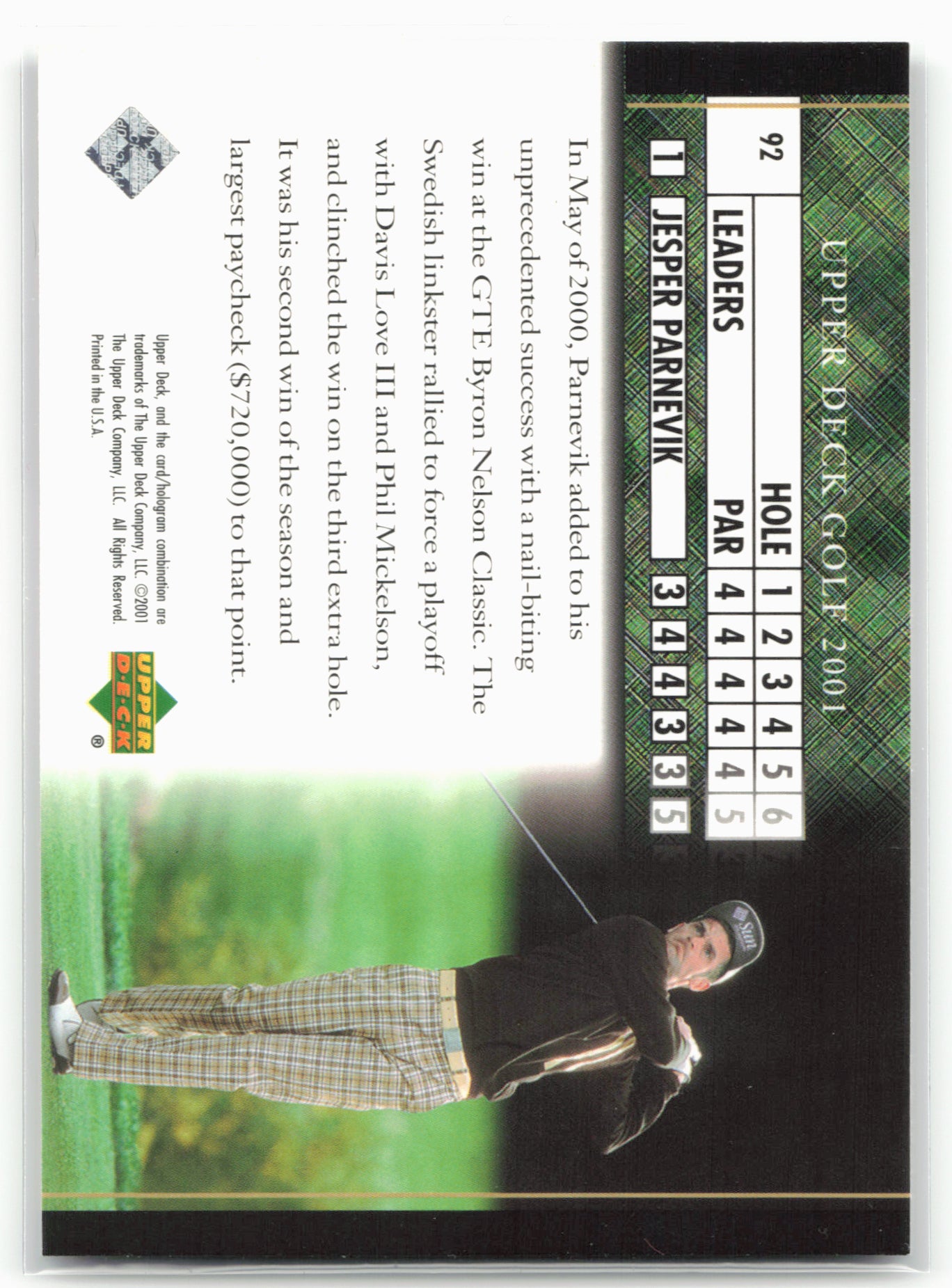 2001 Upper Deck #92 Jesper Parnevik