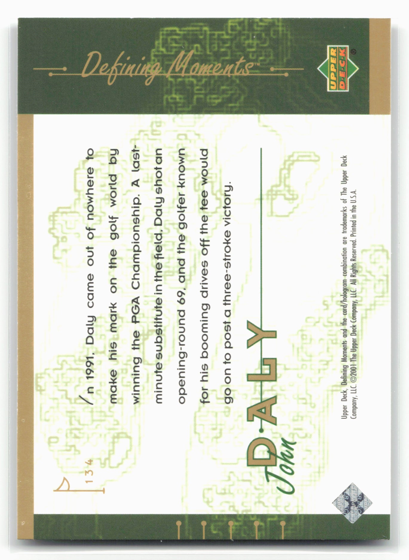 2001 Upper Deck #134 John Daly