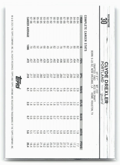2024-25 Topps Chrome #30 Clyde Drexler Refractor