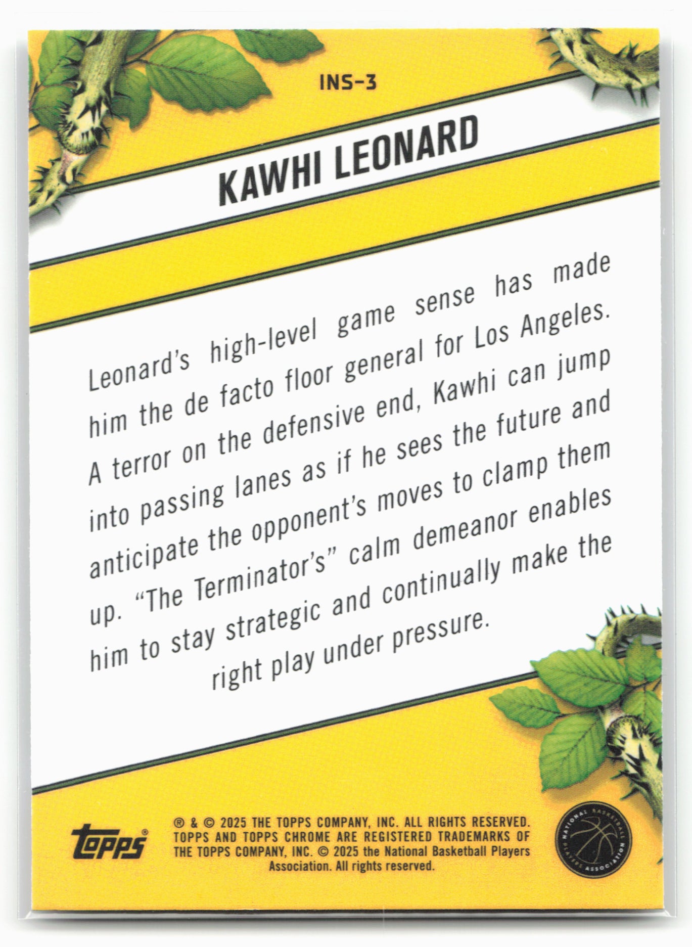 2024-25 Topps Chrome #INS-3 Kawhi Leonard Instinct