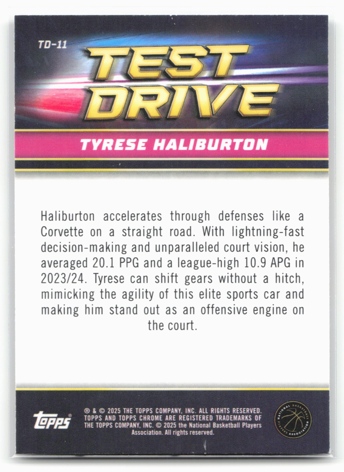 2024-25 Topps Chrome #TD-11 Tyrese Haliburton Test Drive