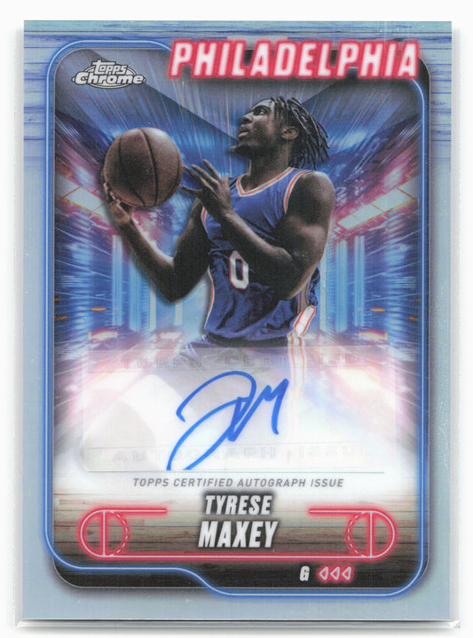 2024-25 Topps Chrome #TCA-TM Tyrese Maxey Topps Chrome Autographs Refractor