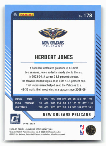 2024-25 Donruss Optic #178 Herbert Jones Holo