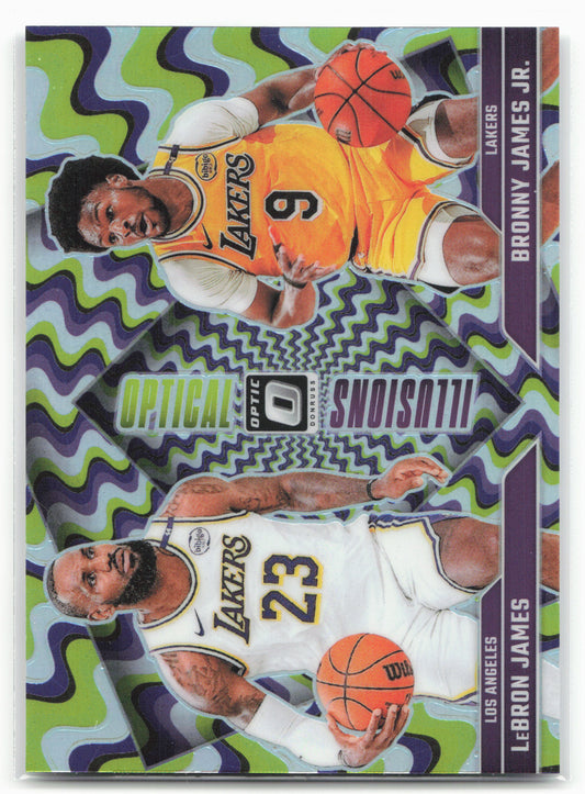2024-25 Donruss Optic #2 Bronny James Jr./LeBron James Optical Illusions Holo