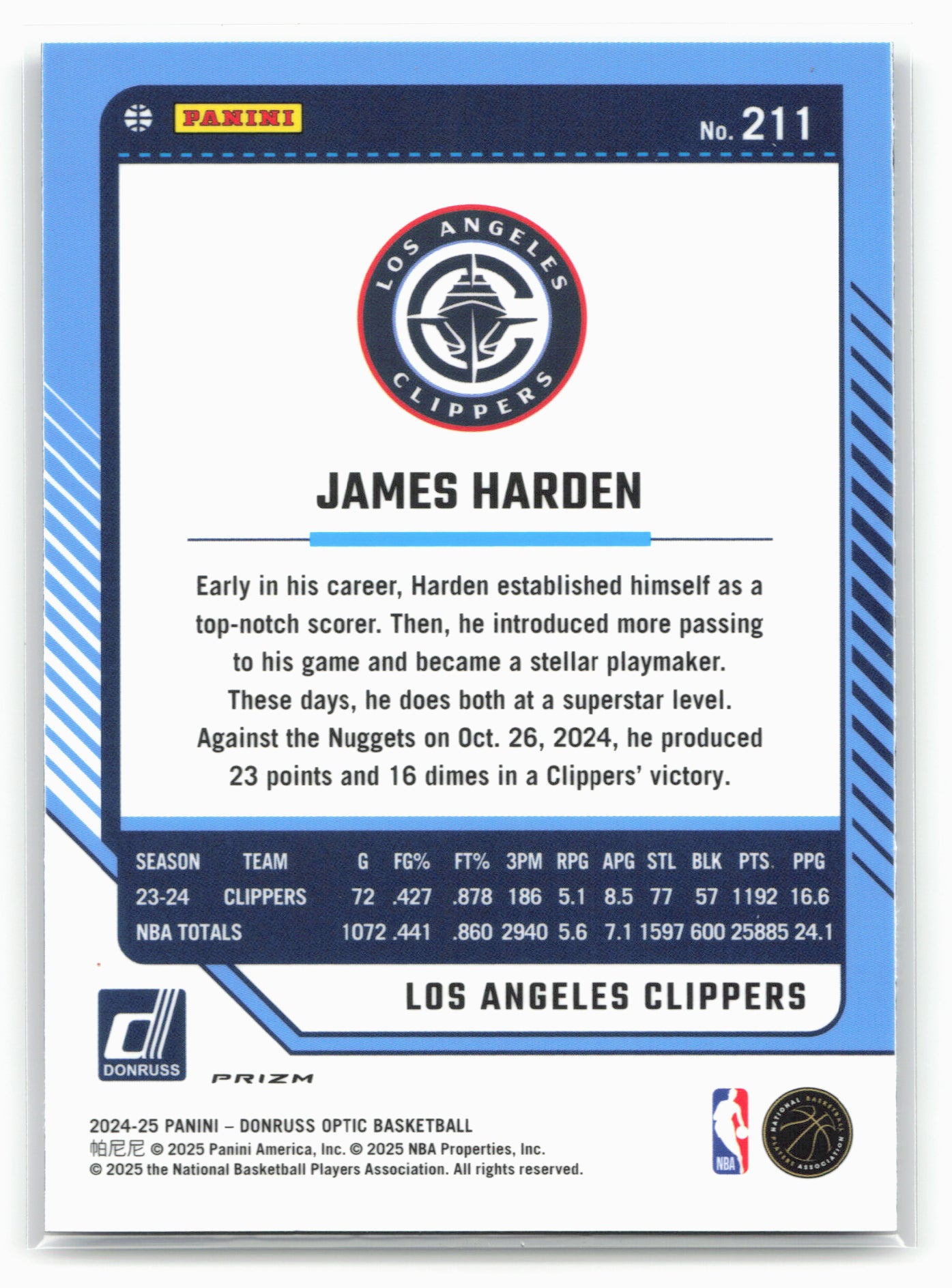 2024-25 Donruss Optic #211 James Harden Purple Shock