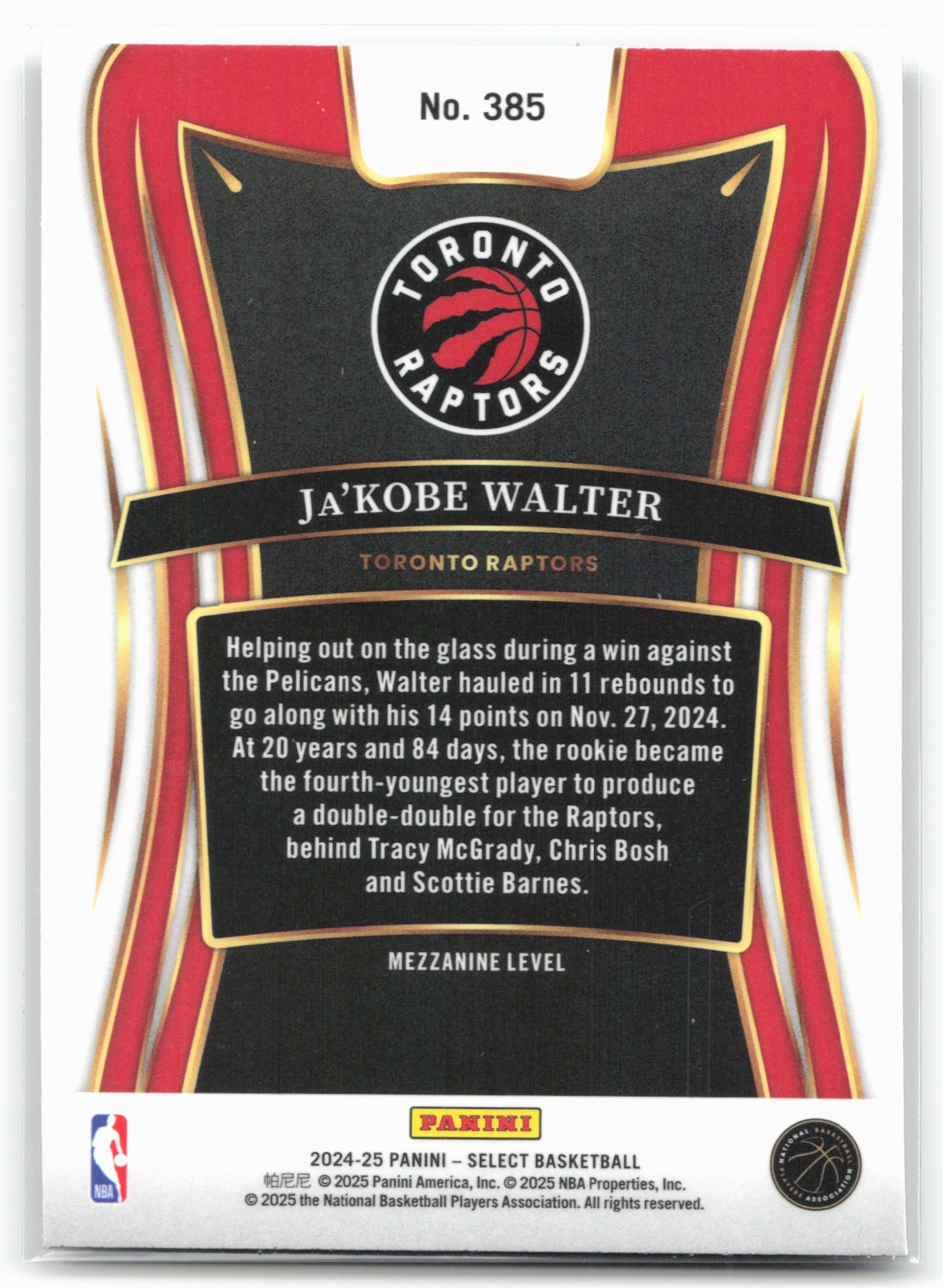2024-25 Panini Select #385 Ja'Kobe Walter
