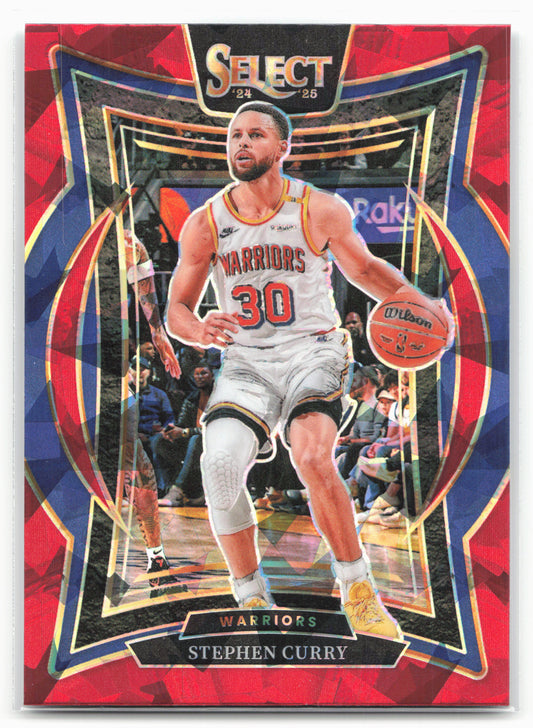 2024-25 Panini Select #7 Stephen Curry Red Cracked Ice Prizm