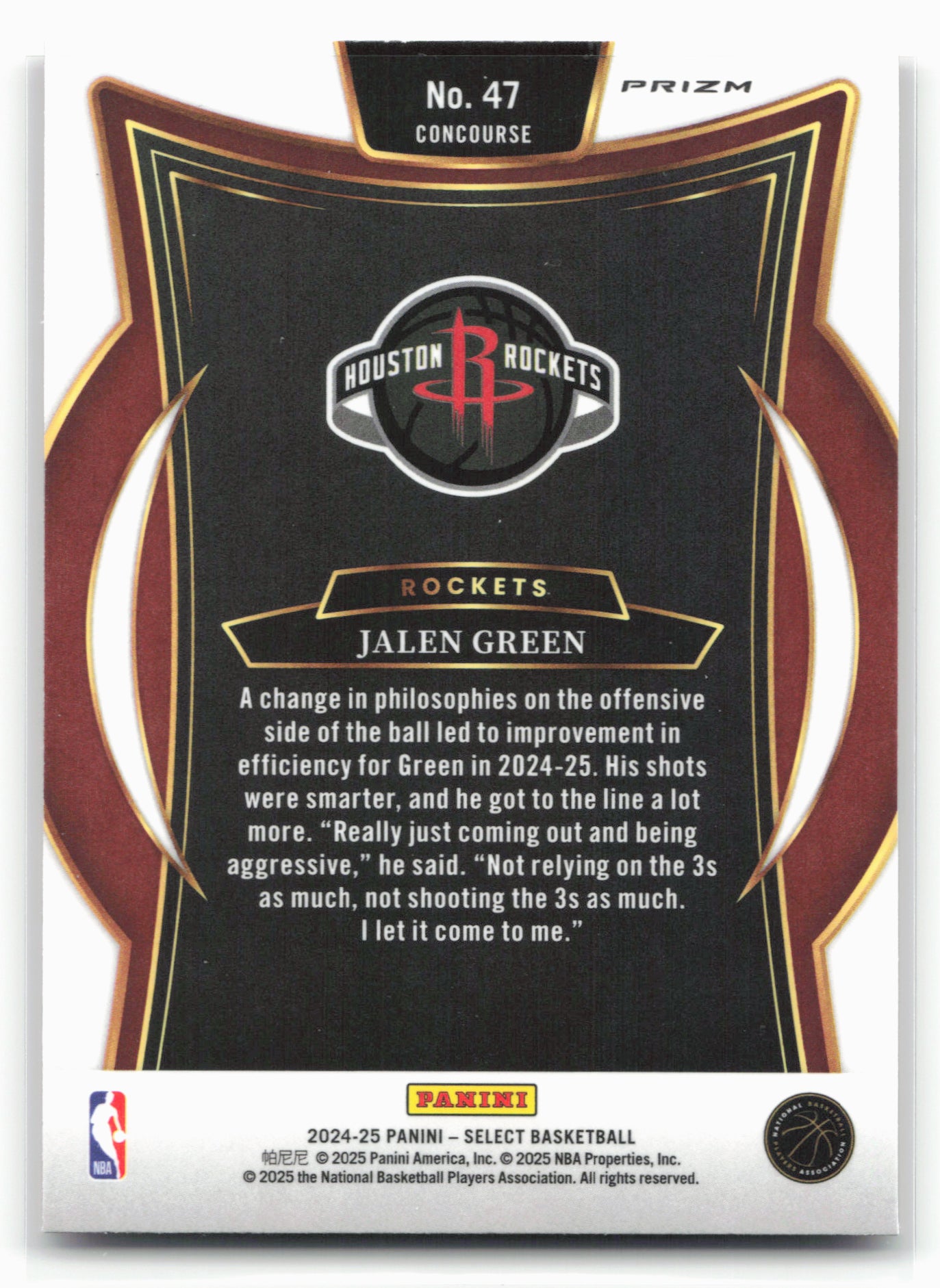 2024-25 Panini Select #47 Jalen Green Red Cracked Ice Prizm