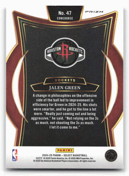 2024-25 Panini Select #47 Jalen Green Red Cracked Ice Prizm
