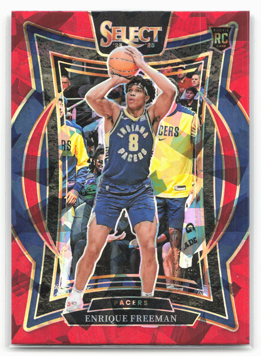 2024-25 Panini Select #80 Enrique Freeman Red Cracked Ice Prizm