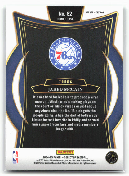 2024-25 Panini Select #82 Jared McCain Tri-Color Prizm