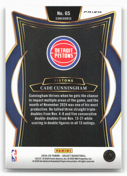 2024-25 Panini Select #65 Cade Cunningham Red Cracked Ice Prizm