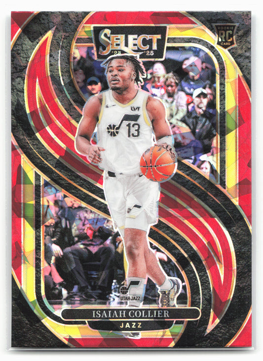 2024-25 Panini Select #178 Isaiah Collier Red Cracked Ice Prizm