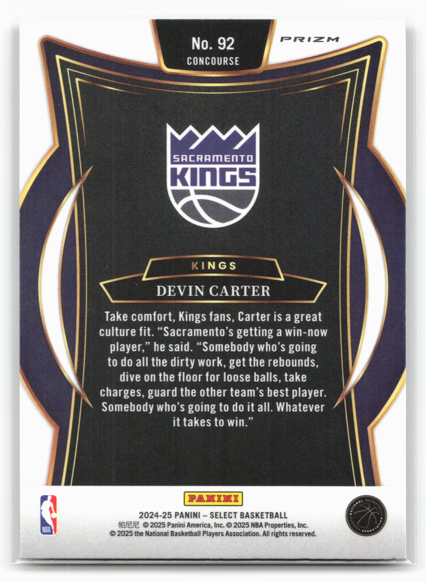 2024-25 Panini Select #92 Devin Carter Red Cracked Ice Prizm