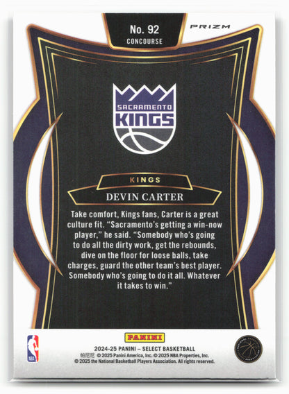 2024-25 Panini Select #92 Devin Carter Red Cracked Ice Prizm