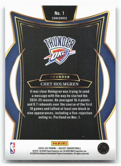 2024-25 Panini Select #1 Chet Holmgren Blue (Retail)