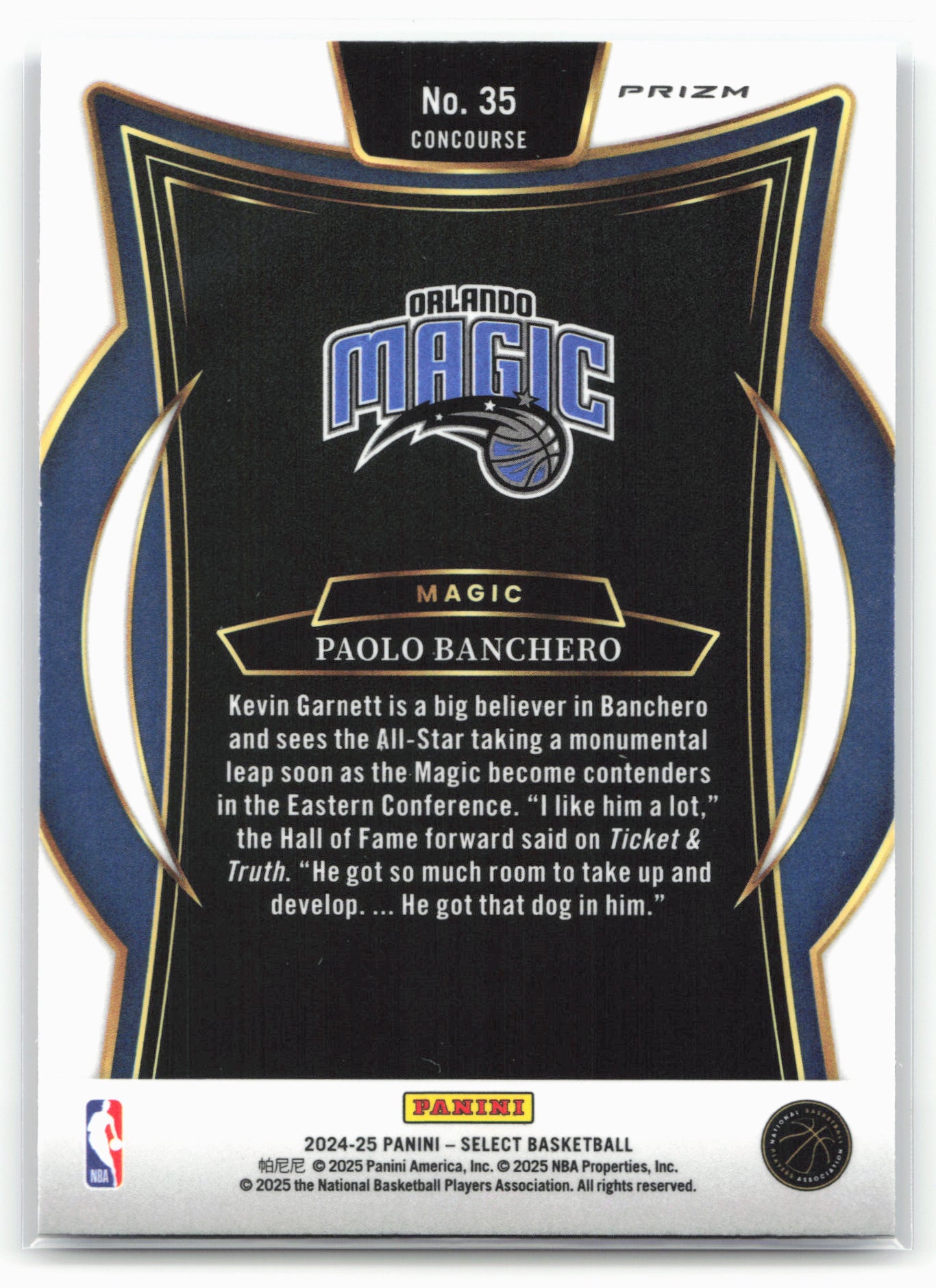 2024-25 Panini Select #35 Paolo Banchero Blue Prizm