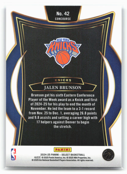 2024-25 Panini Select #42 Jalen Brunson Blue Prizm