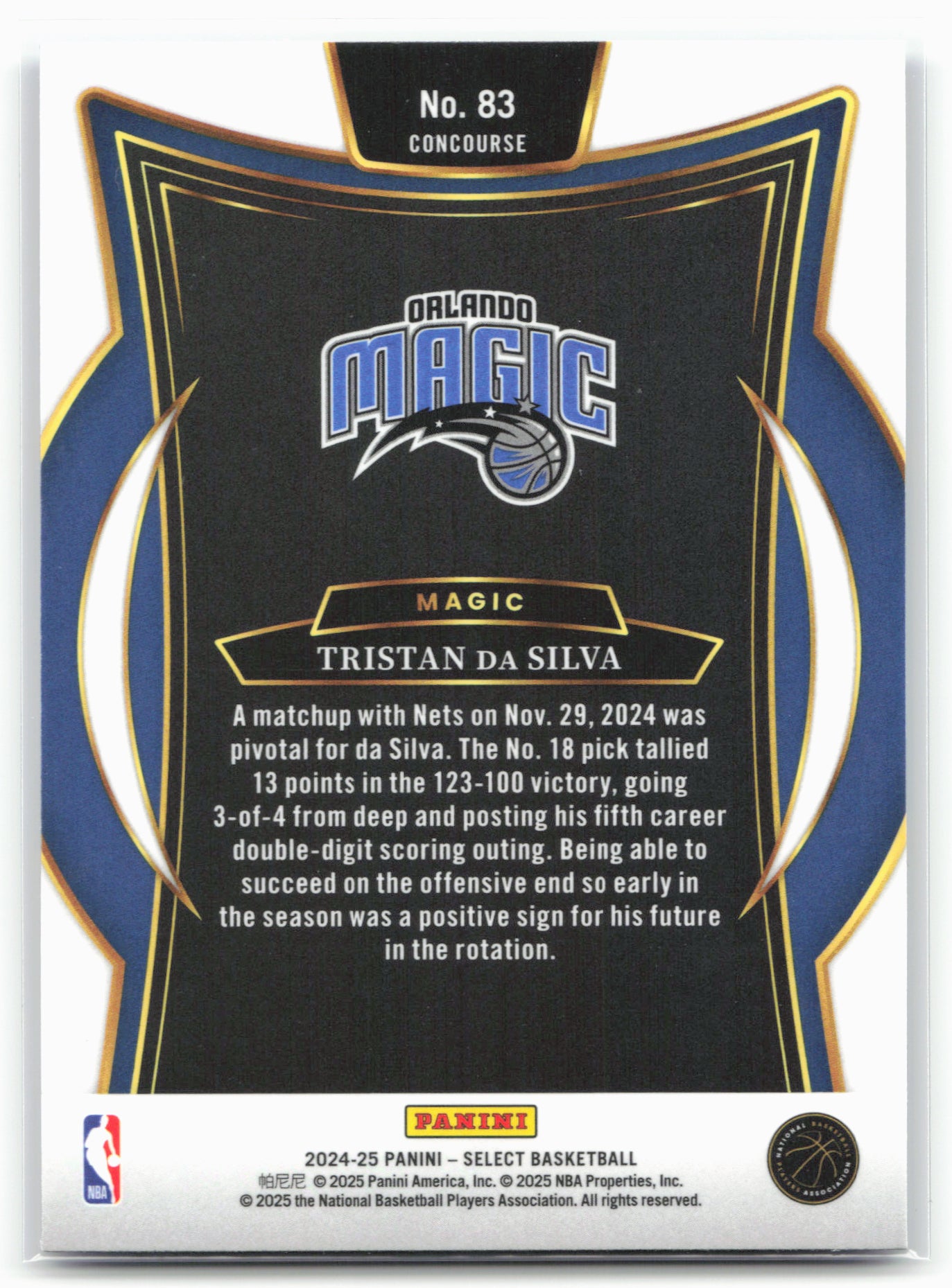 2024-25 Panini Select #83 Tristan da Silva Blue (Retail)