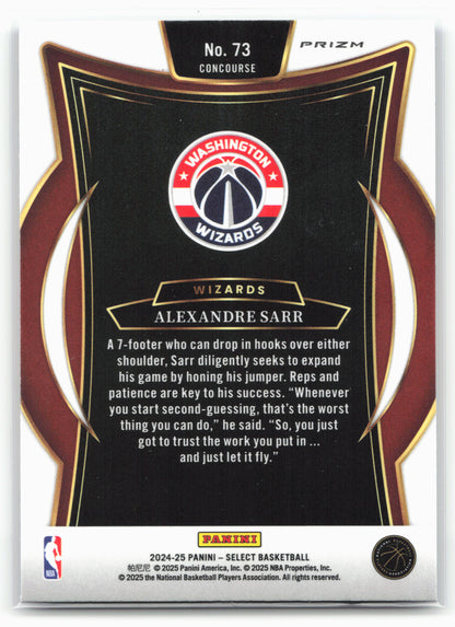 2024-25 Panini Select #73 Alexandre Sarr Blue Prizm
