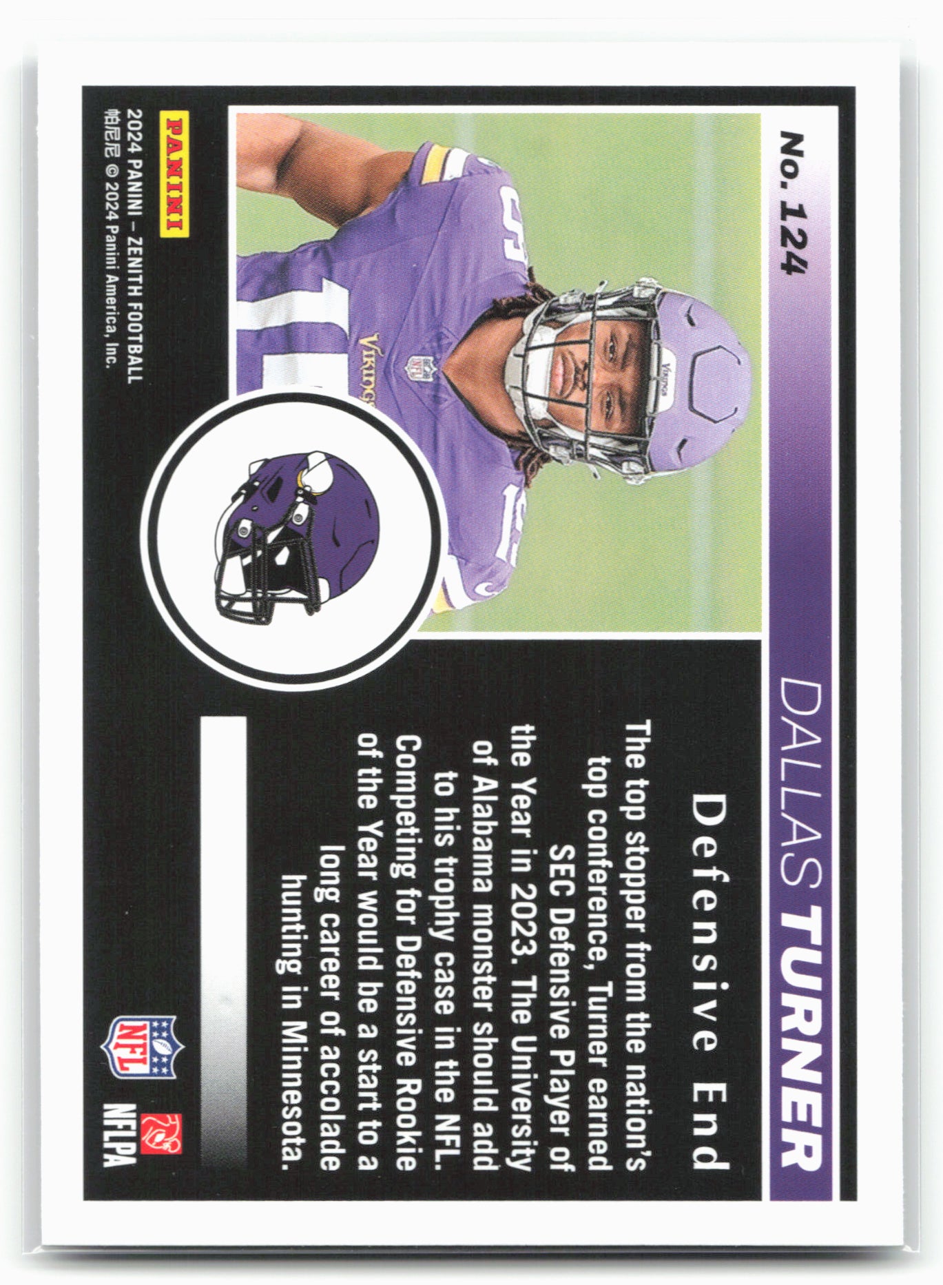 2024 Panini Zenith #124 Dallas Turner Retail