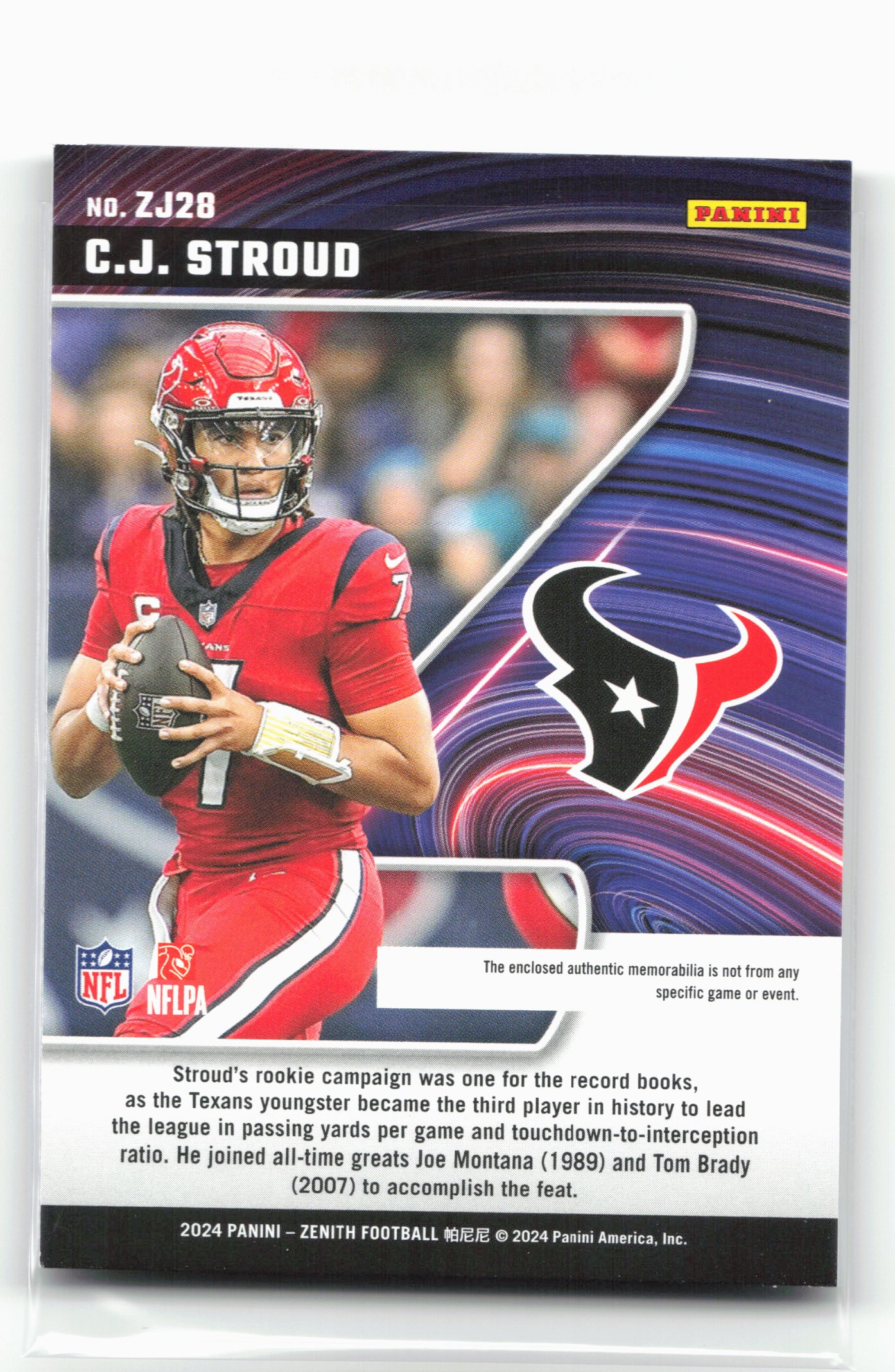 2024 Panini Zenith #ZJ28 C.J. Stroud Z Jersey