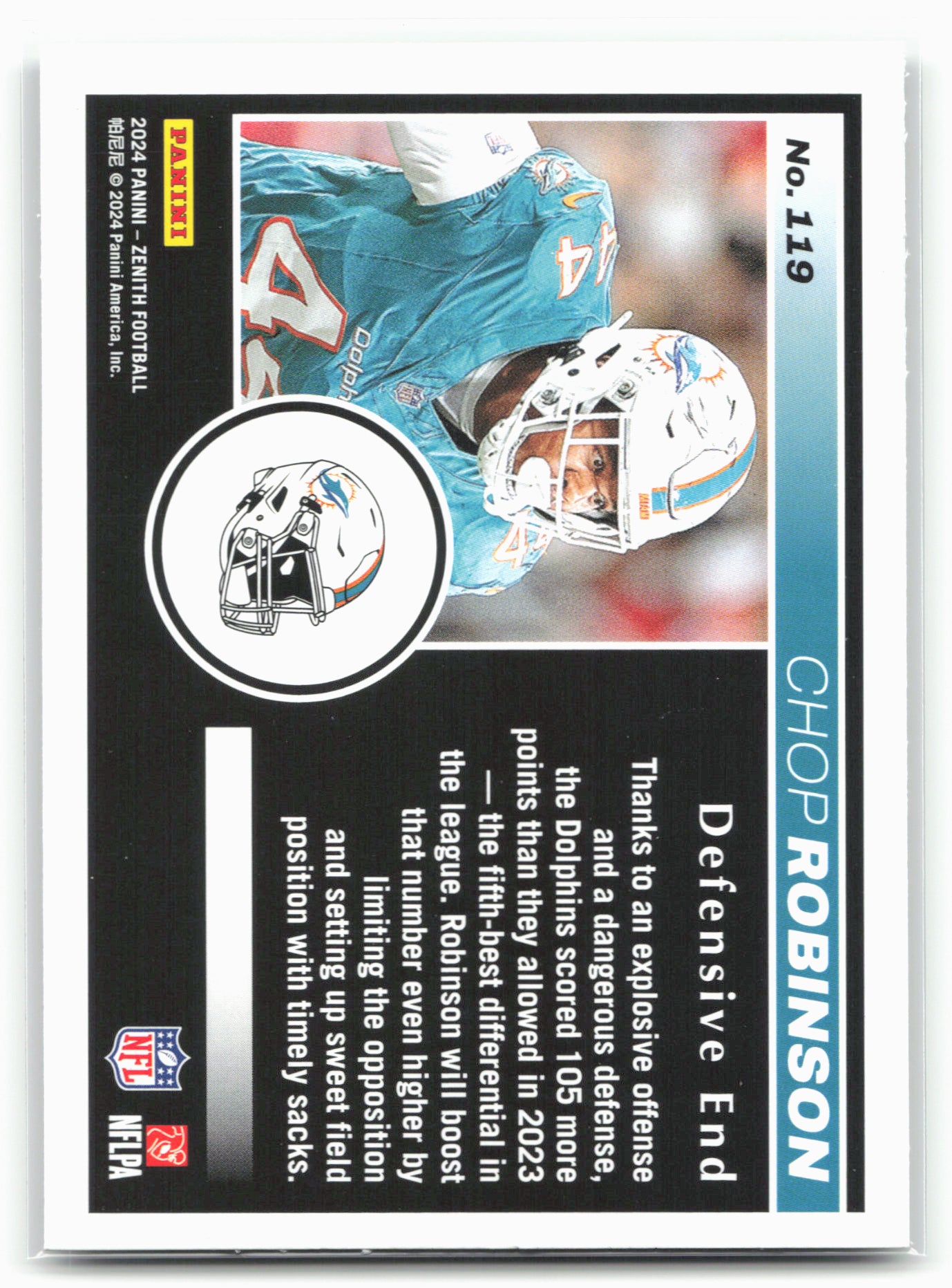 2024 Panini Zenith #119 Chop Robinson Two Minute Drill