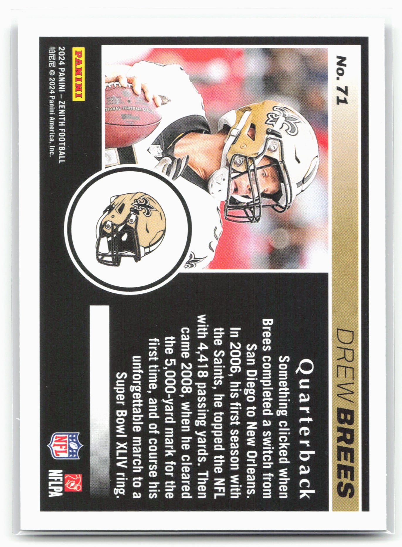 2024 Panini Zenith #71 Drew Brees Retail