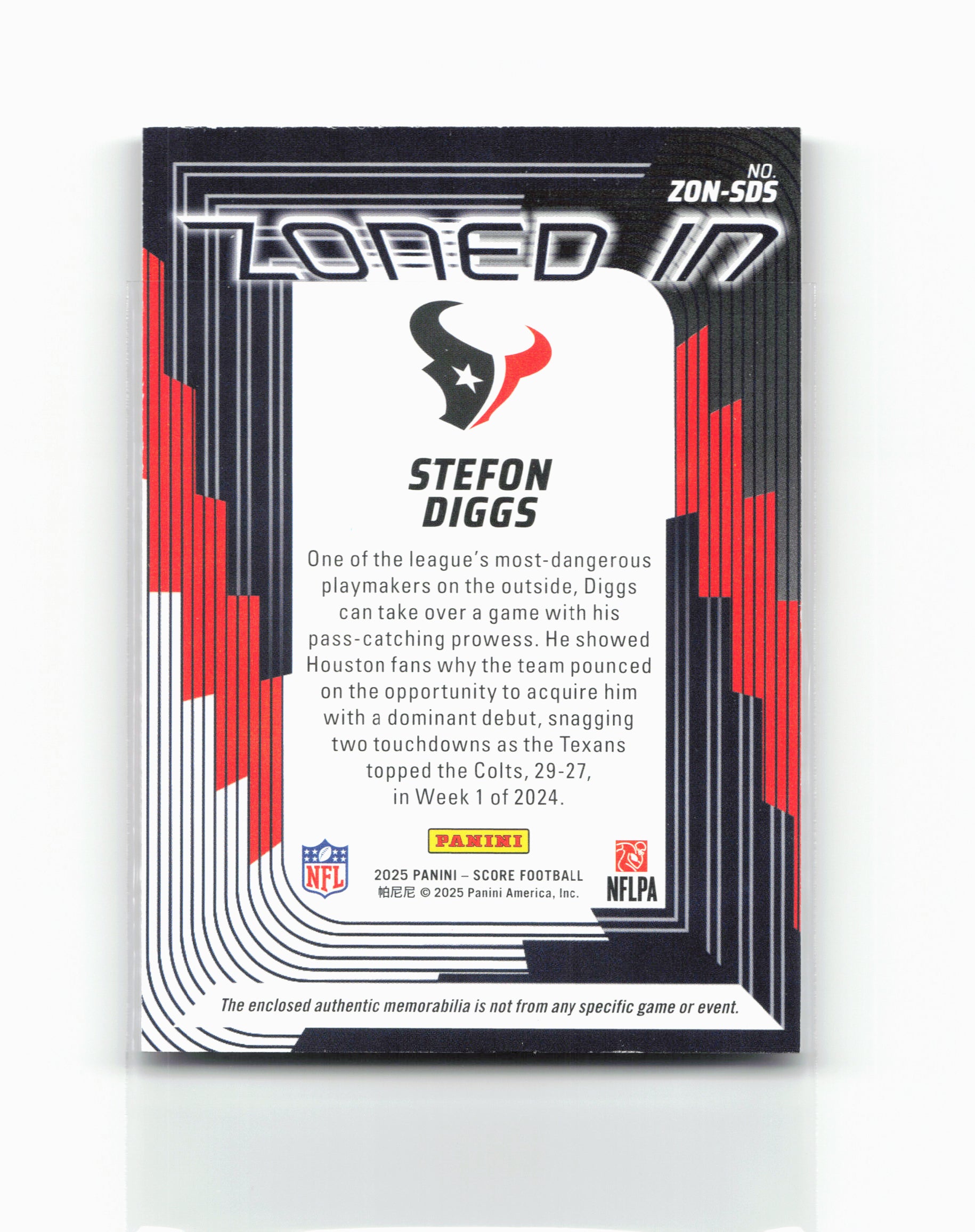2025 Score #ZON-SDS Stefon Diggs Zoned In Jerseys