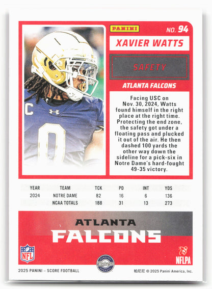 2025 Score #94 Xavier Watts Red