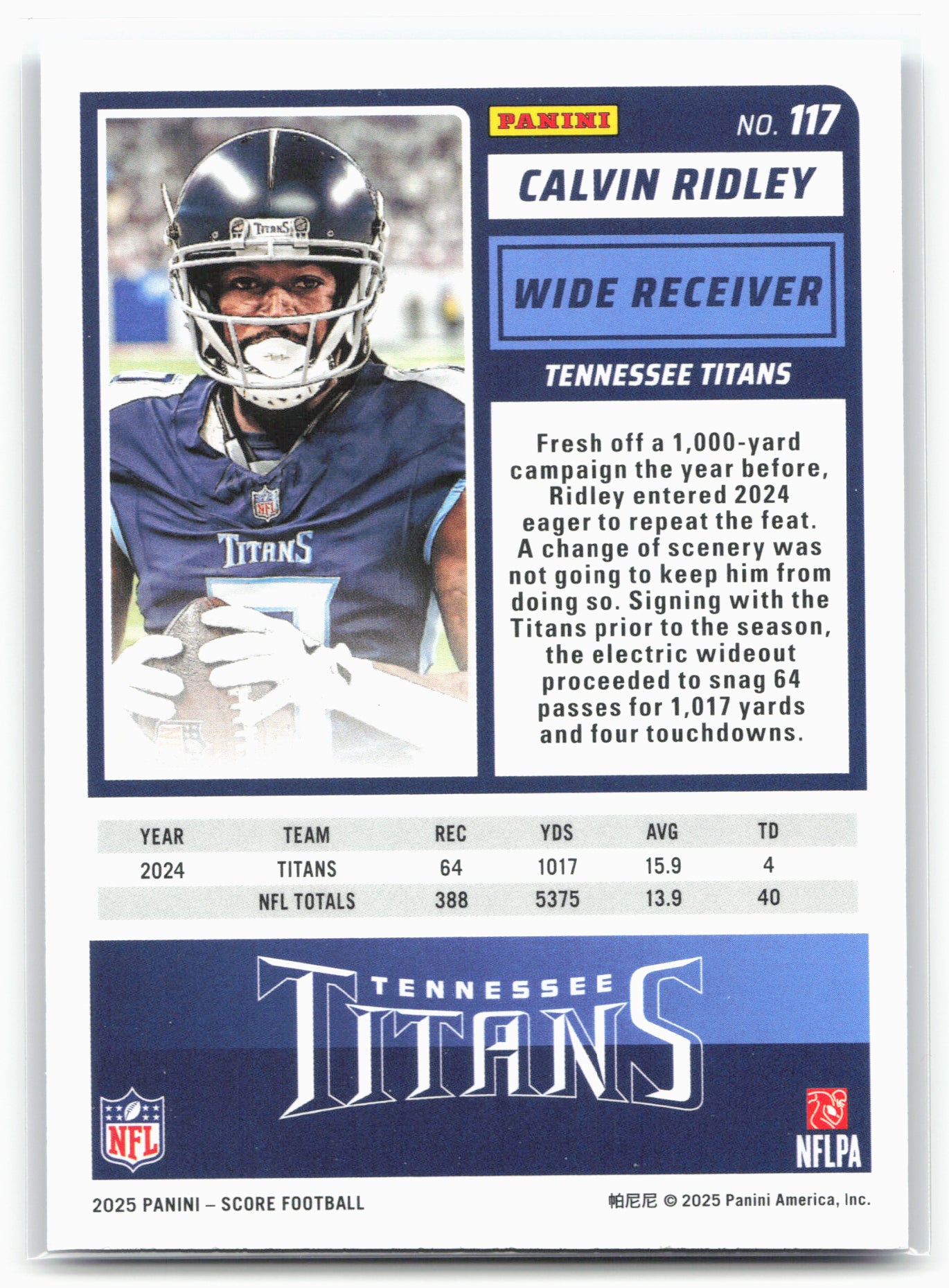 2025 Score #117 Calvin Ridley Dots Blue #/399