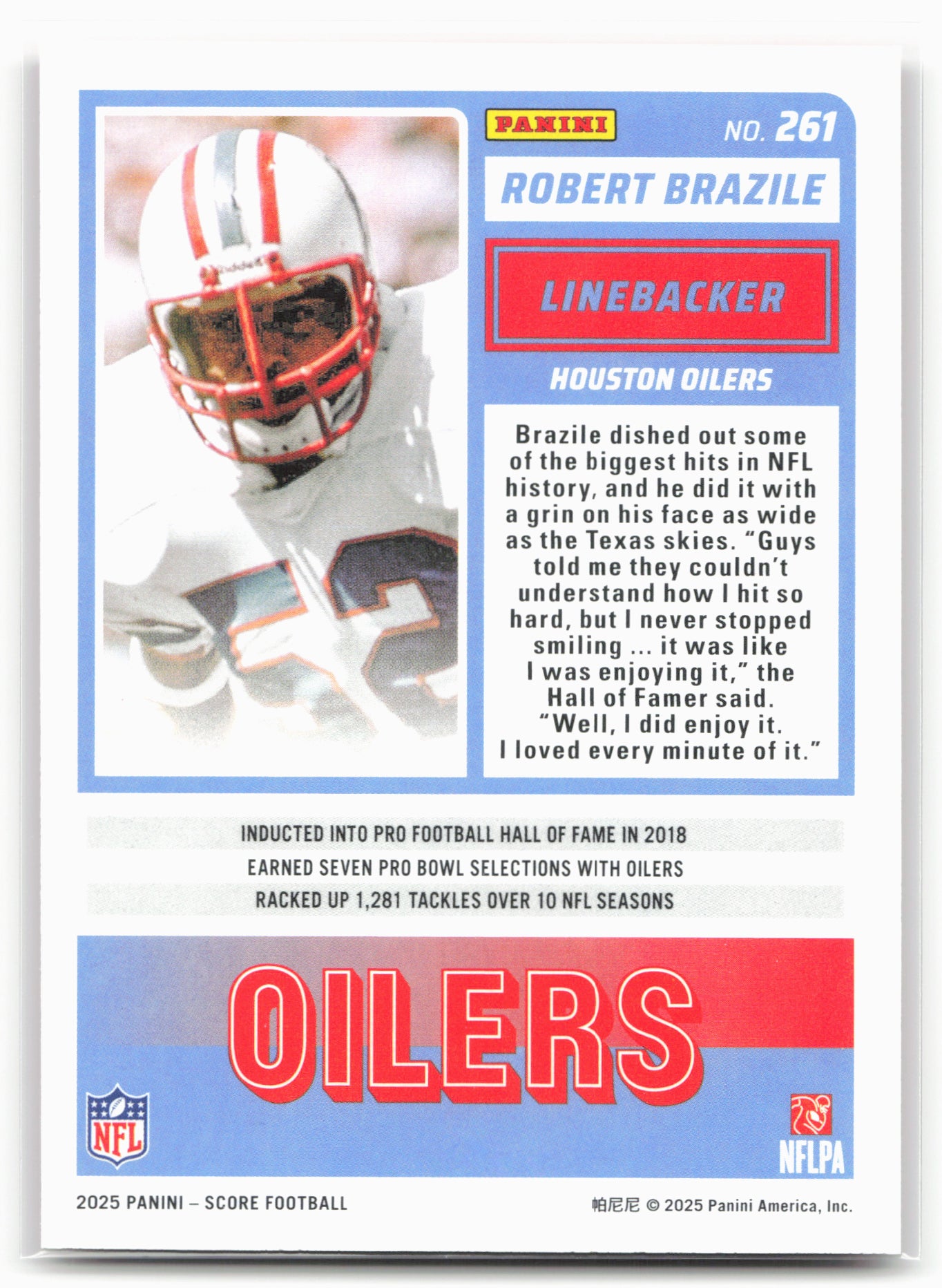 2025 Score #261 Robert Brazile Red