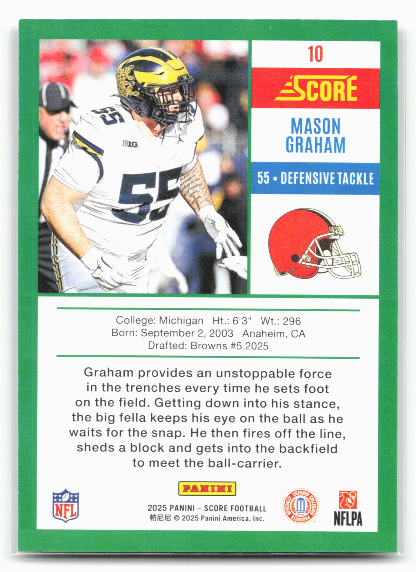 2025 Score #10 Mason Graham Anniversary Rookies