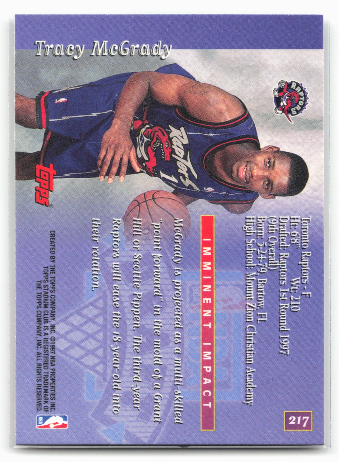 1997-98 Stadium Club #217 Tracy McGrady