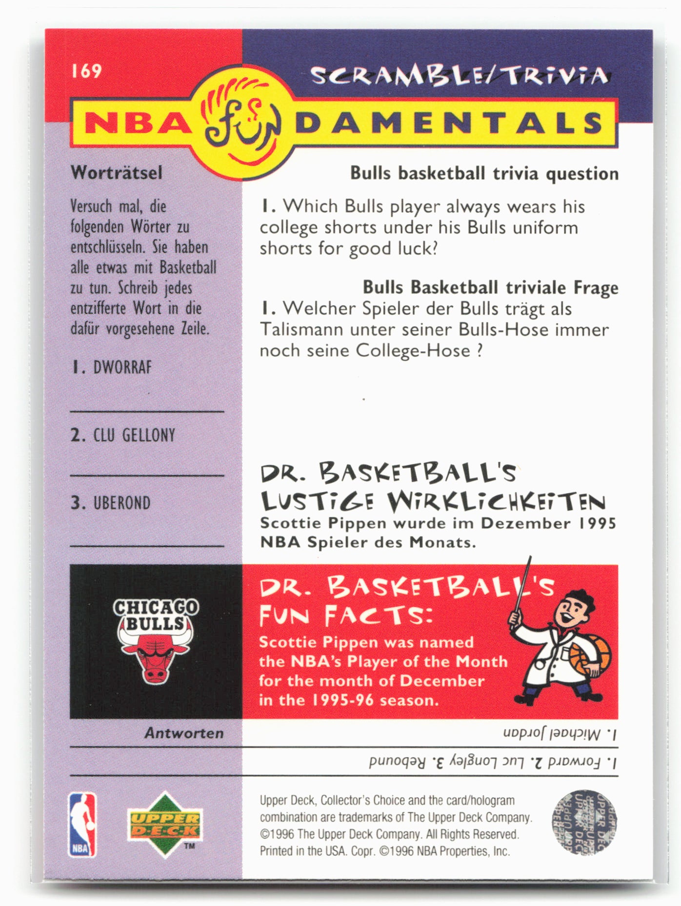 1996-97 Collector's Choice German #169 Scottie Pippen 21459