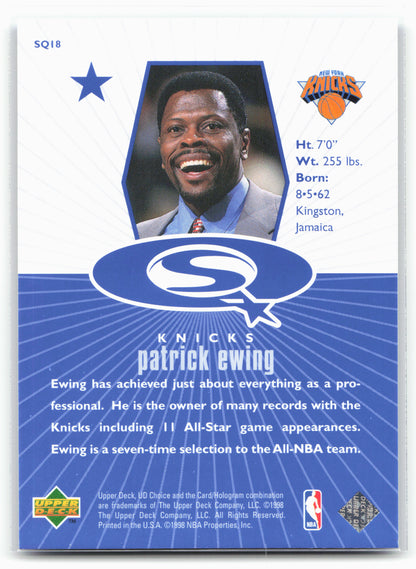 1998-99 UD Choice #SQ18 Patrick Ewing StarQuest Blue