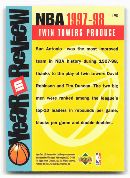 1998-99 UD Choice #190 David Robinson / Tim Duncan YR