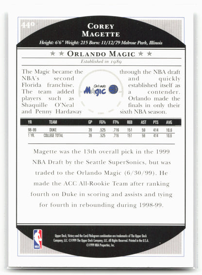 1999-00 Upper Deck Victory #440 Corey Maggette