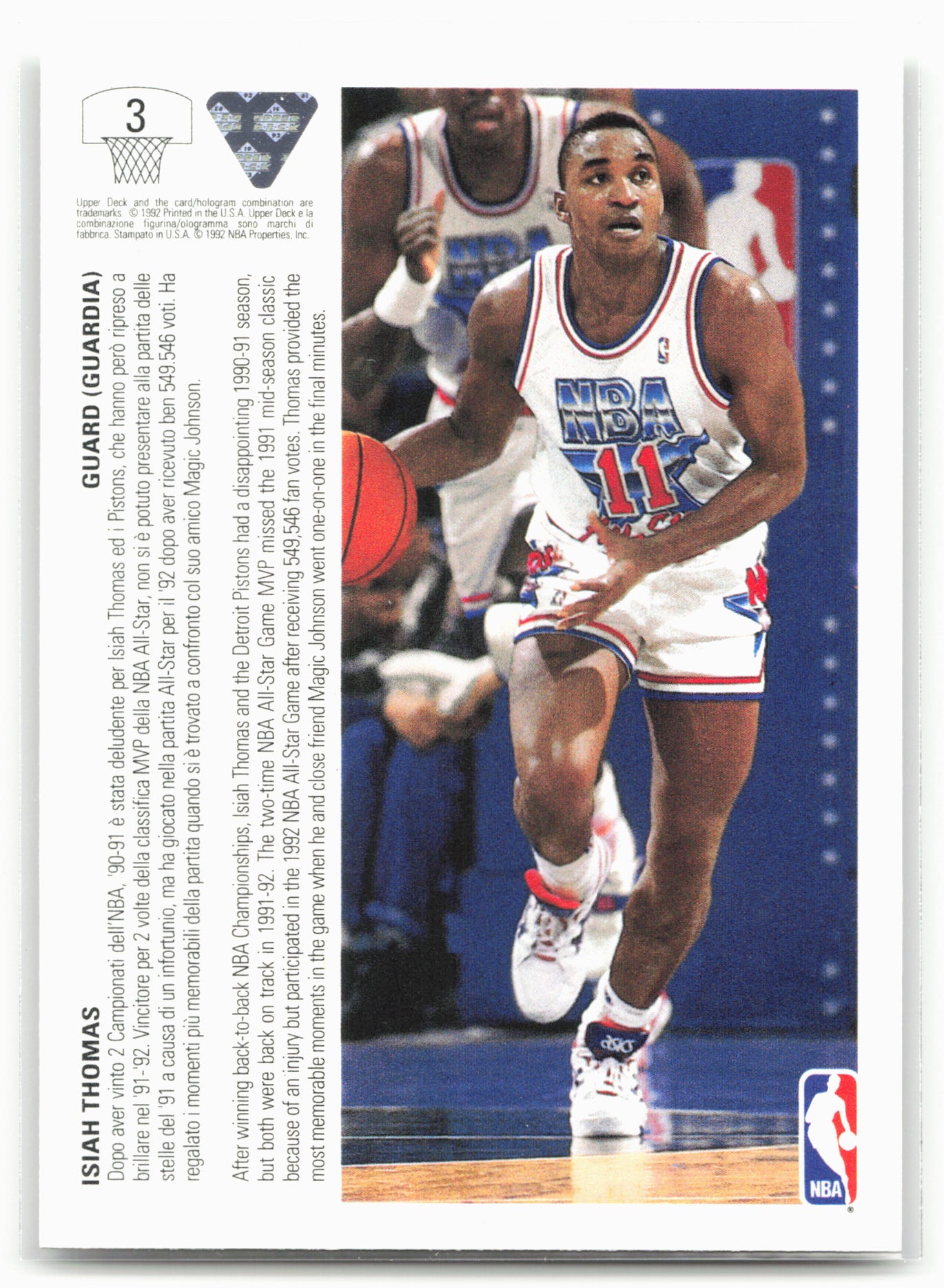 1991-92 Upper Deck Italian #3a Isiah Thomas