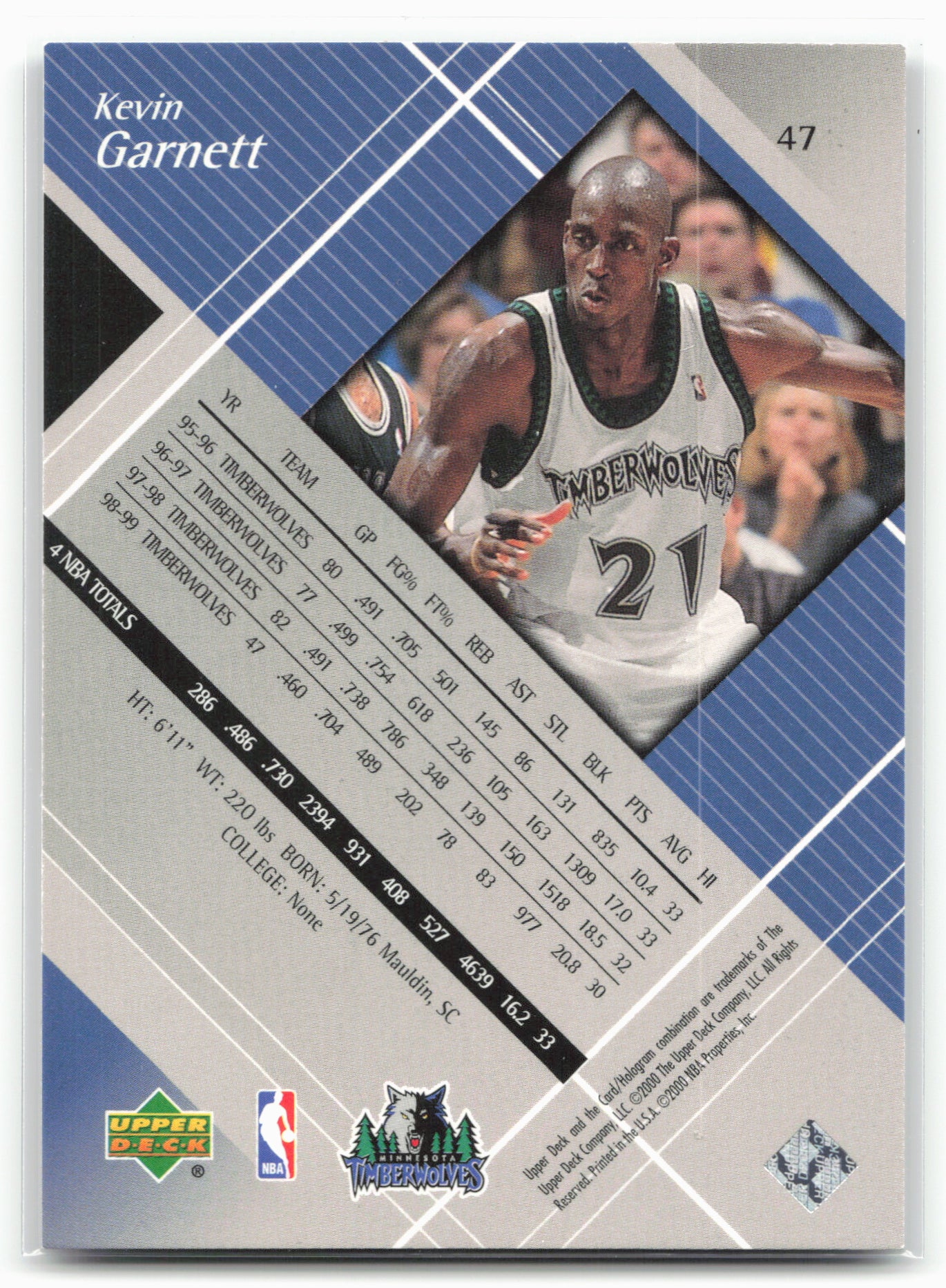 1999-00 Upper Deck Black Diamond #47 Kevin Garnett
