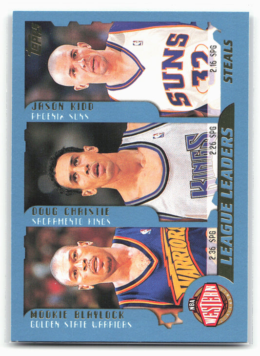 2001-02 Topps #218 Leaders (Blaylock/Christie/Kidd/Iverson/Davis/Artest)