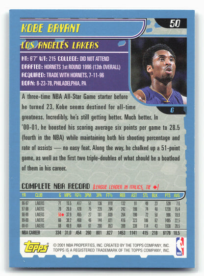 2001-02 Topps #50 Kobe Bryant