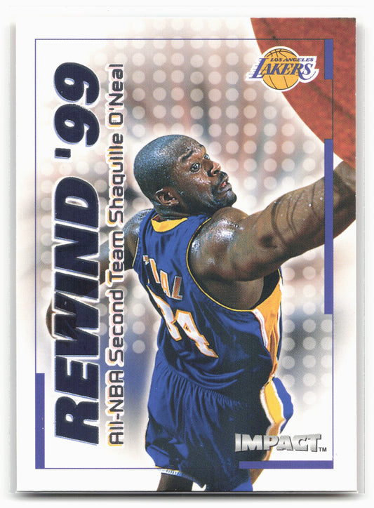 1999-00 SkyBox Impact #22 RN Shaquille O'Neal Rewind '99