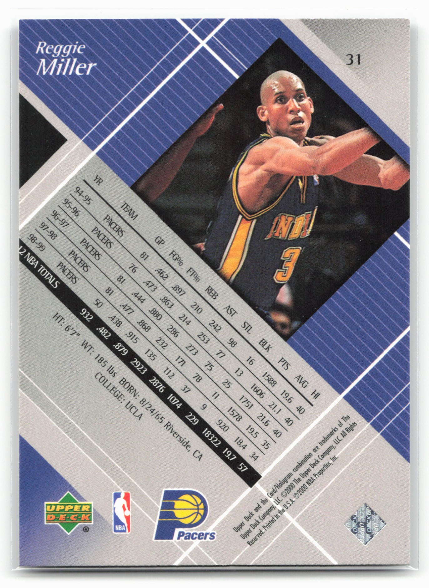 1999-00 Upper Deck Black Diamond #31 Reggie Miller